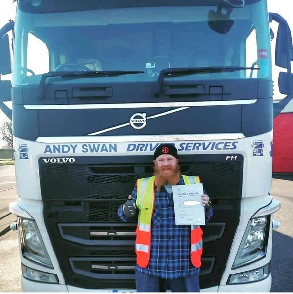 image of a driver passing their hgv driving test at wrexham test centre